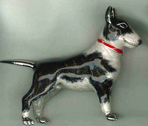 Собака породы Бультерьер серебро эмаль ST548-2