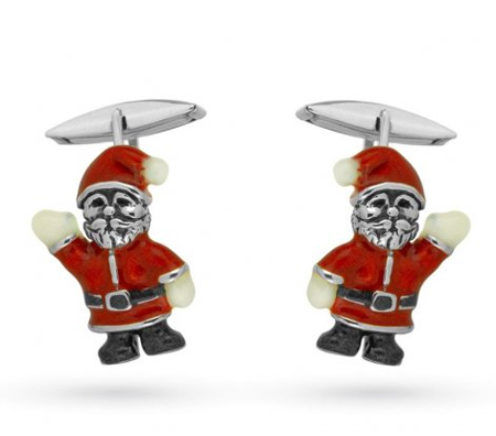 Запонки Санта Клаус серебро с эмалью GM142