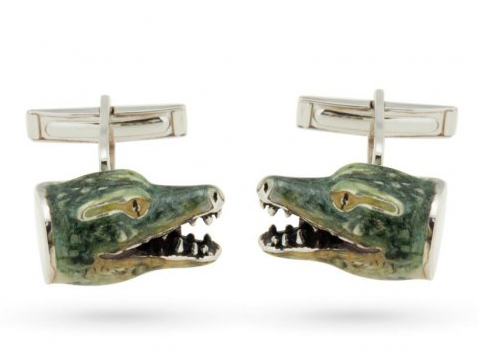 Запонки Крокодилы серебро с эмалью GM216
