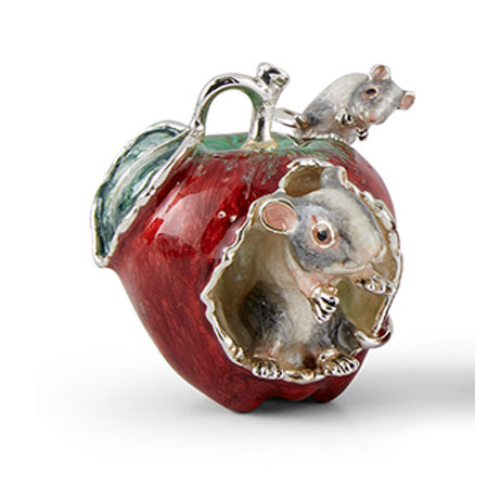 Мыши в яблоке серебро эмаль ST754-1