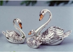 Лебеди из серебра с эмалью ST79