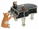 Кот и Мыши за роялем, серебро с эмалью ST514B