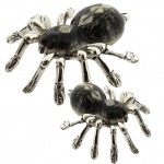 Два паука Тарантула серебро с эмалью ST533